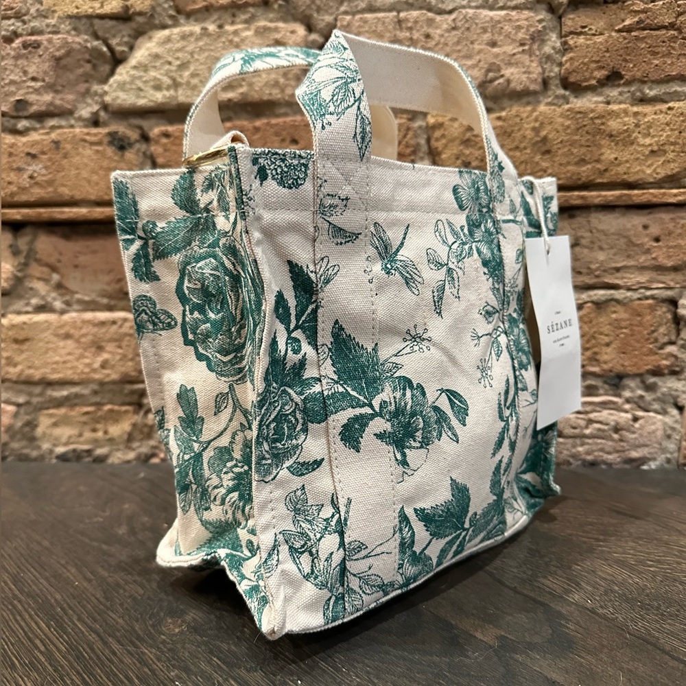 Sézane - Mini Cabas - Fleuri Vert Print - NWT